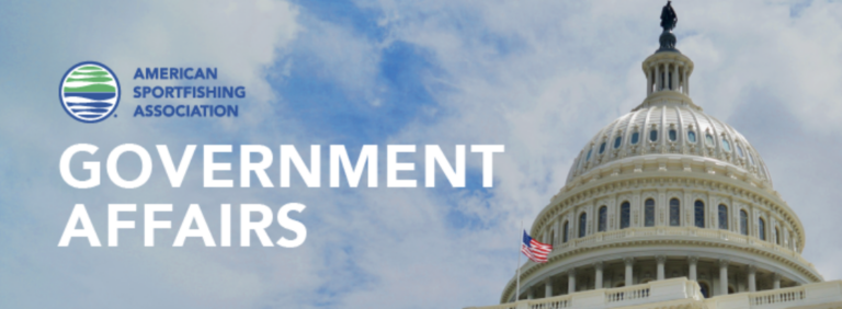 American Sportfishing Association Government Affairs graphic with the United States Capitol