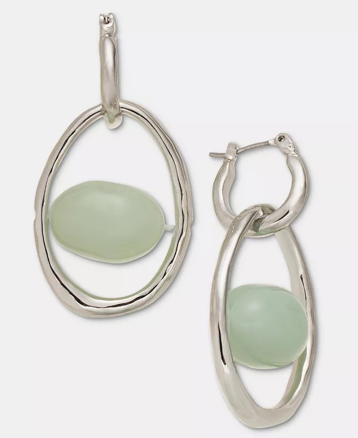 Drop earrings with pale green oval stones