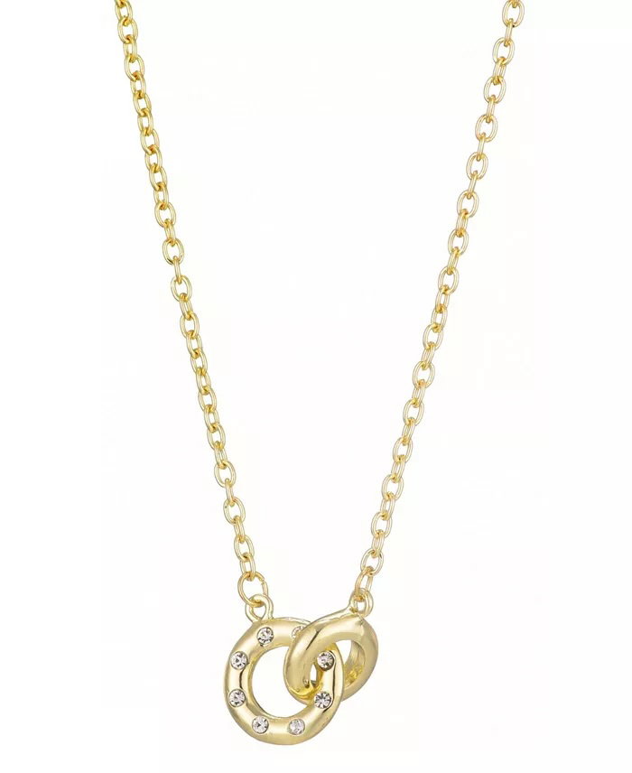 Gold-tone pendant necklace with two linked circles